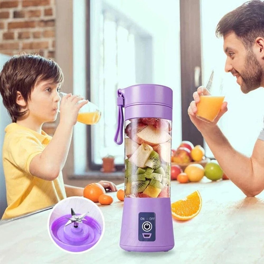6-Blades Rechargeable Portable USB Electric Fruit Juicer Blender Travel Bottle
