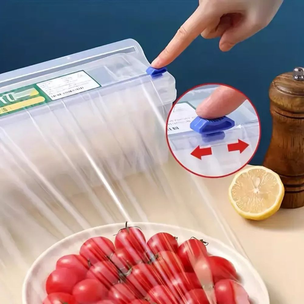 6pcs Reusable Food Wrap Dispenser Plastic Cutter Foil Cling Film