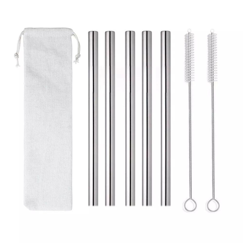 5pcs BOBA Stainless Steel Bubble Tea Straw Extra Wide Metal Reusable Jumbo Pack