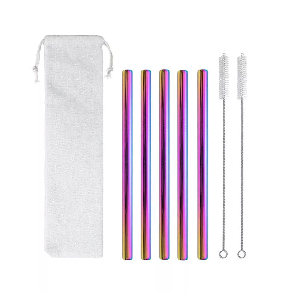 5pcs BOBA Stainless Steel Bubble Tea Straw Extra Wide Metal Reusable Jumbo Pack