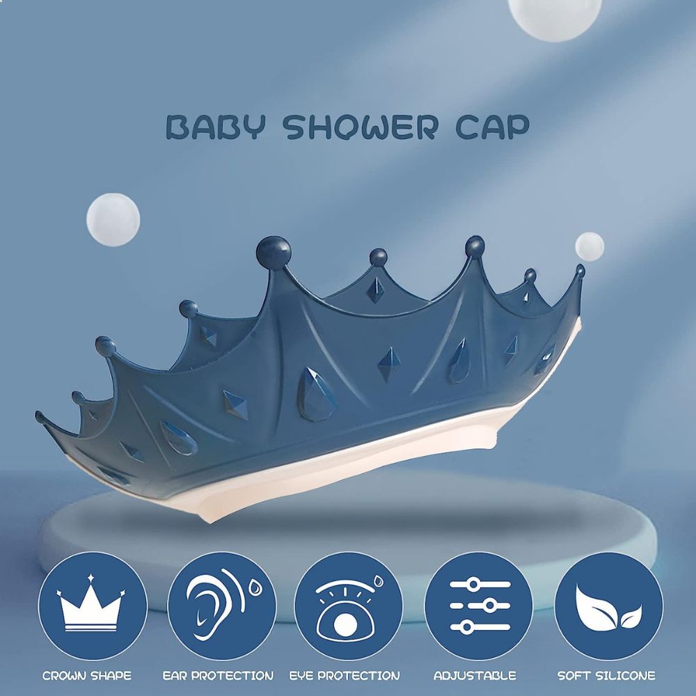 Adjustable Baby Shower Cap Kids Children Bath Wash Hair Eye Care Crown Shape Hat