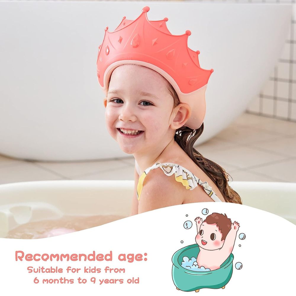 Adjustable Baby Shower Cap Kids Children Bath Wash Hair Eye Care Crown Shape Hat