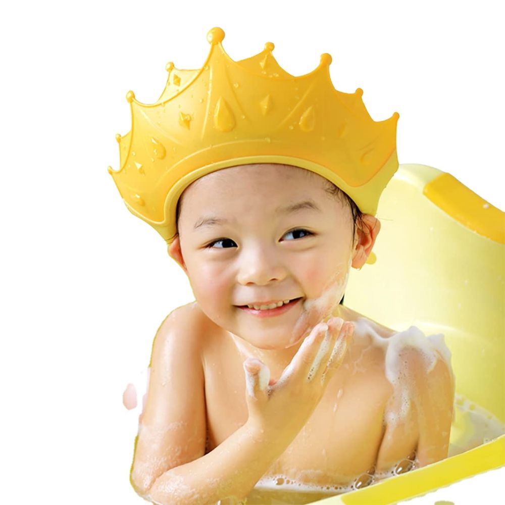 Adjustable Baby Shower Cap Kids Children Bath Wash Hair Eye Care Crown Shape Hat