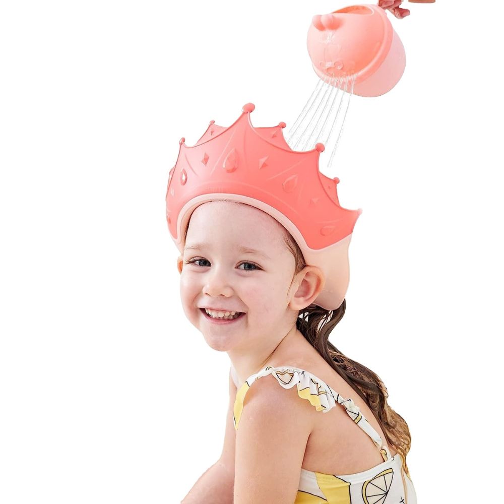 Adjustable Baby Shower Cap Kids Children Bath Wash Hair Eye Care Crown Shape Hat