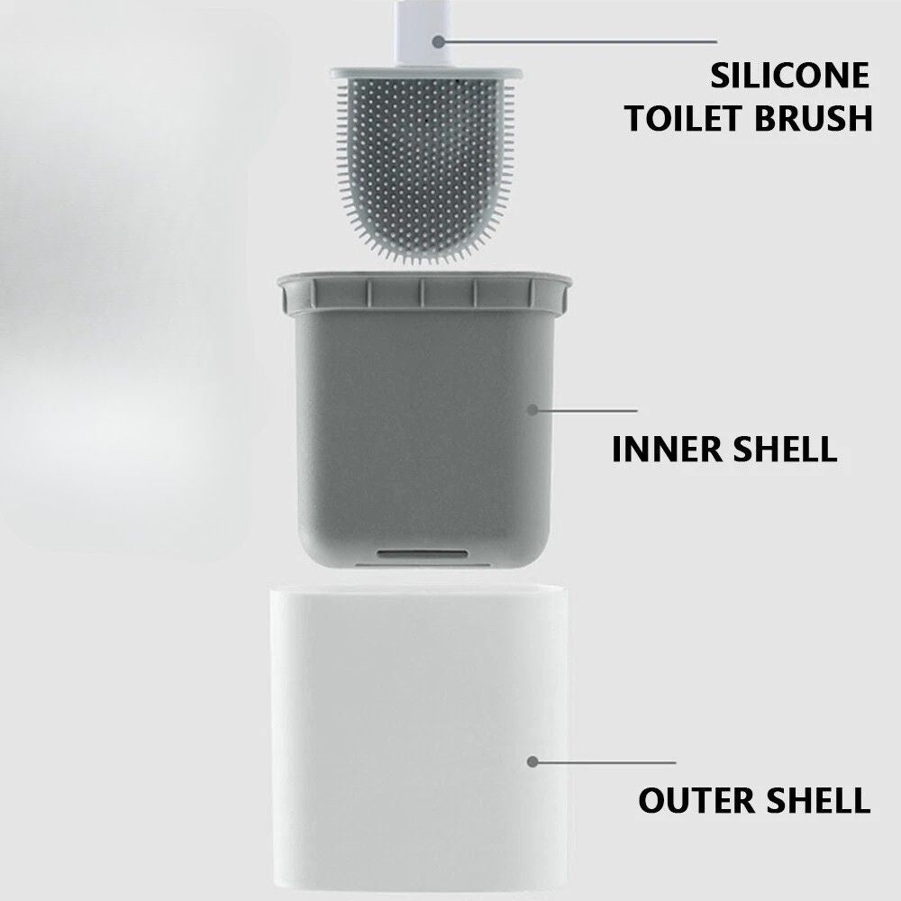 Bathroom Toilet Brush Silicone Bristles Cleaning Brush with Holder Creative Set