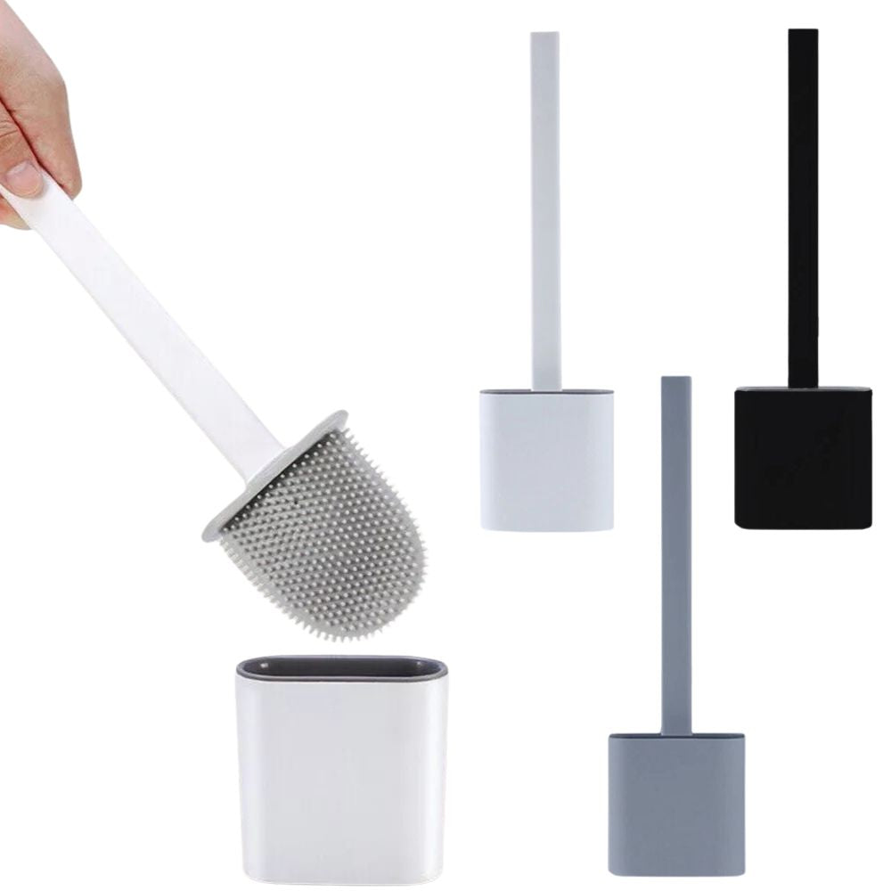 Bathroom Toilet Brush Silicone Bristles Cleaning Brush with Holder Creative Set