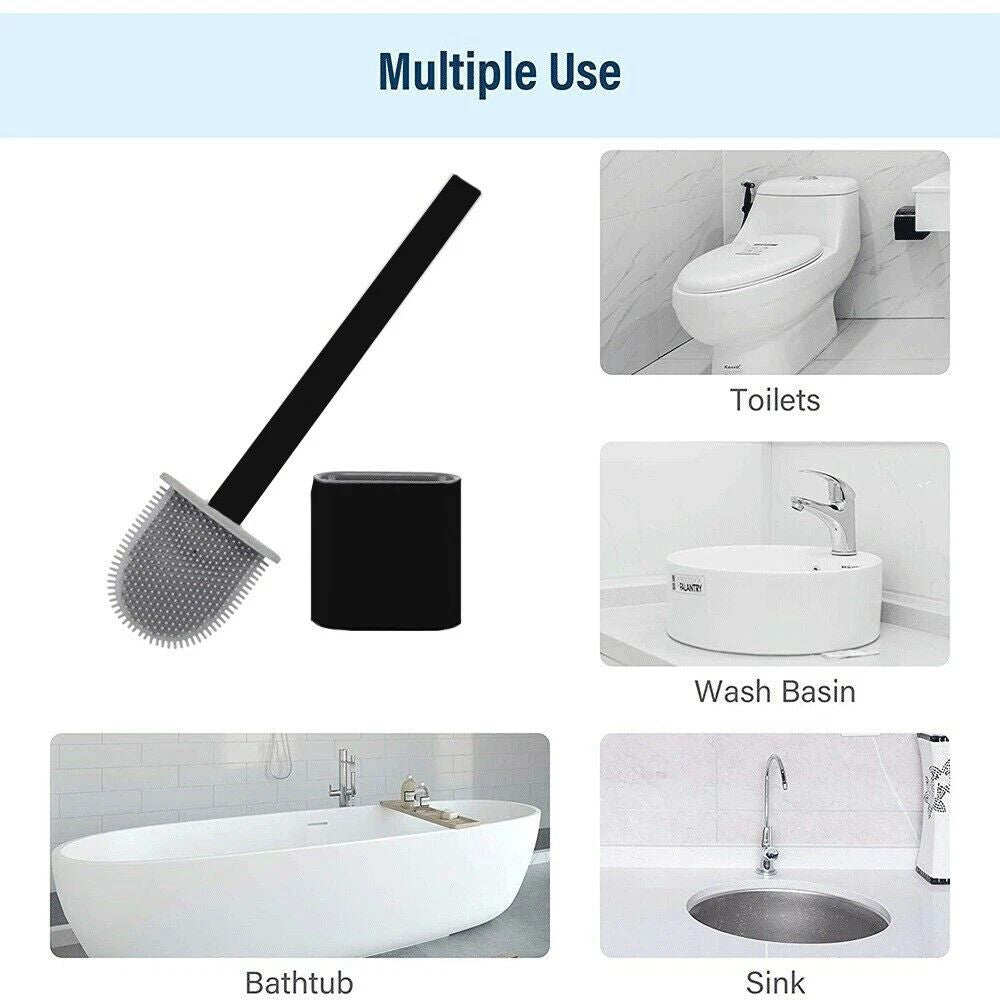 Bathroom Toilet Brush Silicone Bristles Cleaning Brush with Holder Creative Set