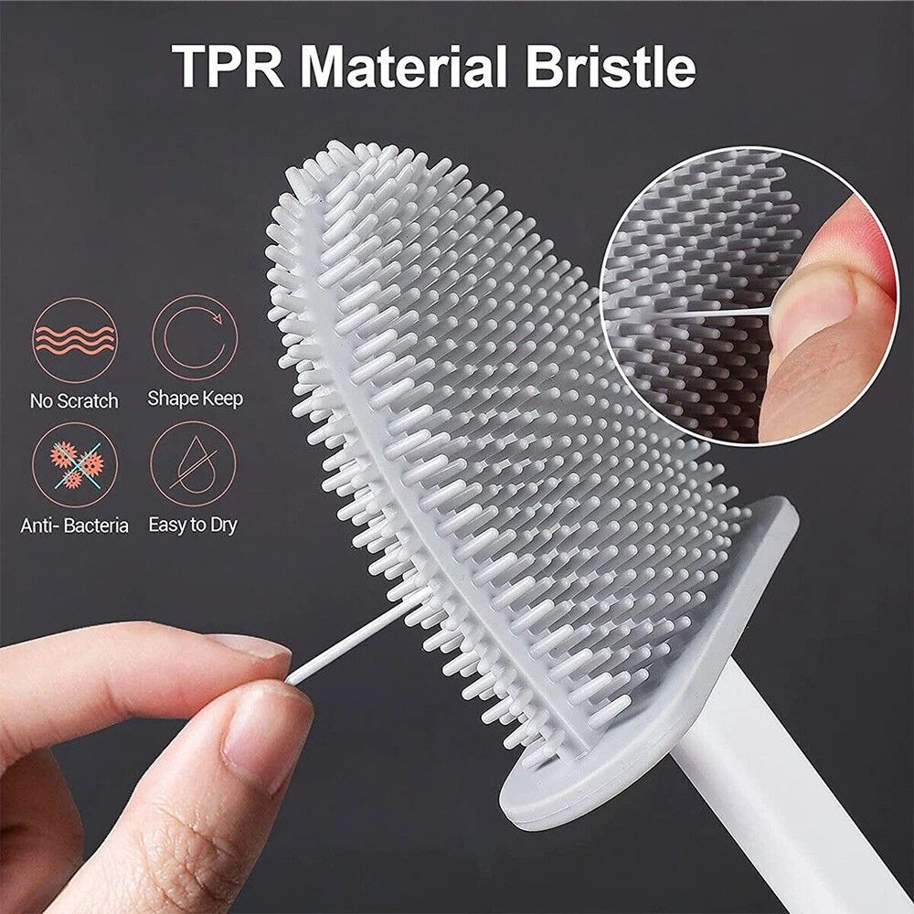 Bathroom Toilet Brush Silicone Bristles Cleaning Brush with Holder Creative Set