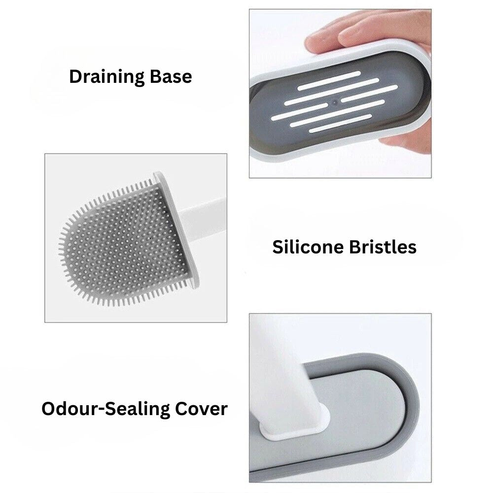 Bathroom Toilet Brush Silicone Bristles Cleaning Brush with Holder Creative Set