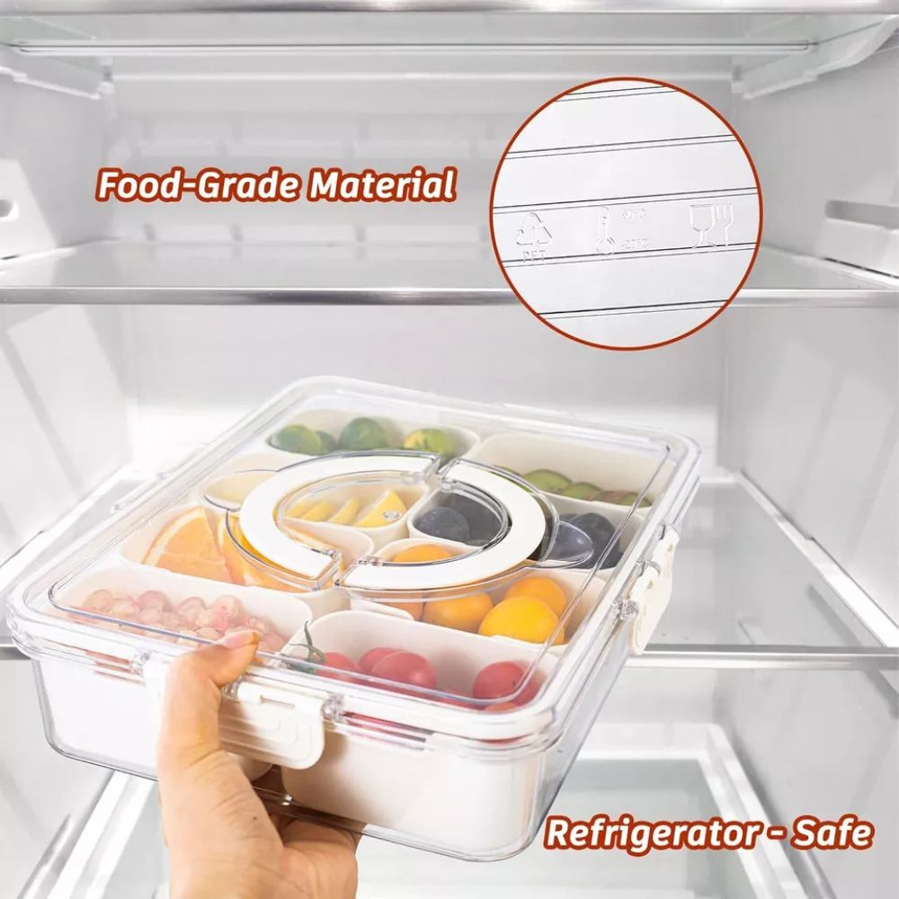 Charcuterie Container Divided Serving Tray with Lid and Handle Snackle Box