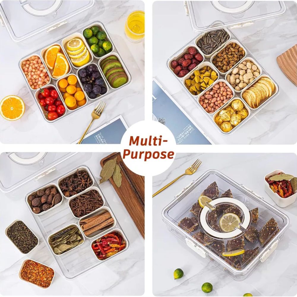 Charcuterie Container Divided Serving Tray with Lid and Handle Snackle Box