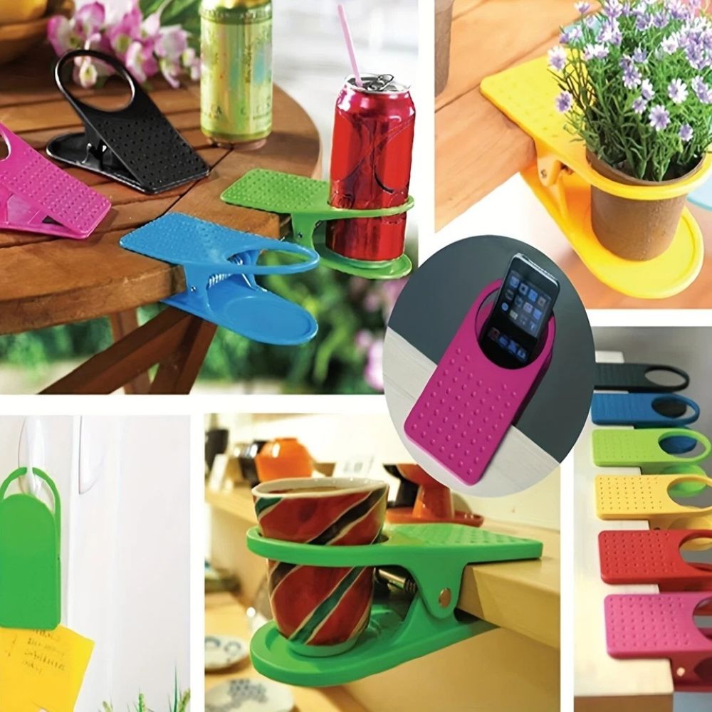 Random Colour Cup Holder Clip Table Desk Side Water Glass Beer Drink Bottle Tumbler Beverage