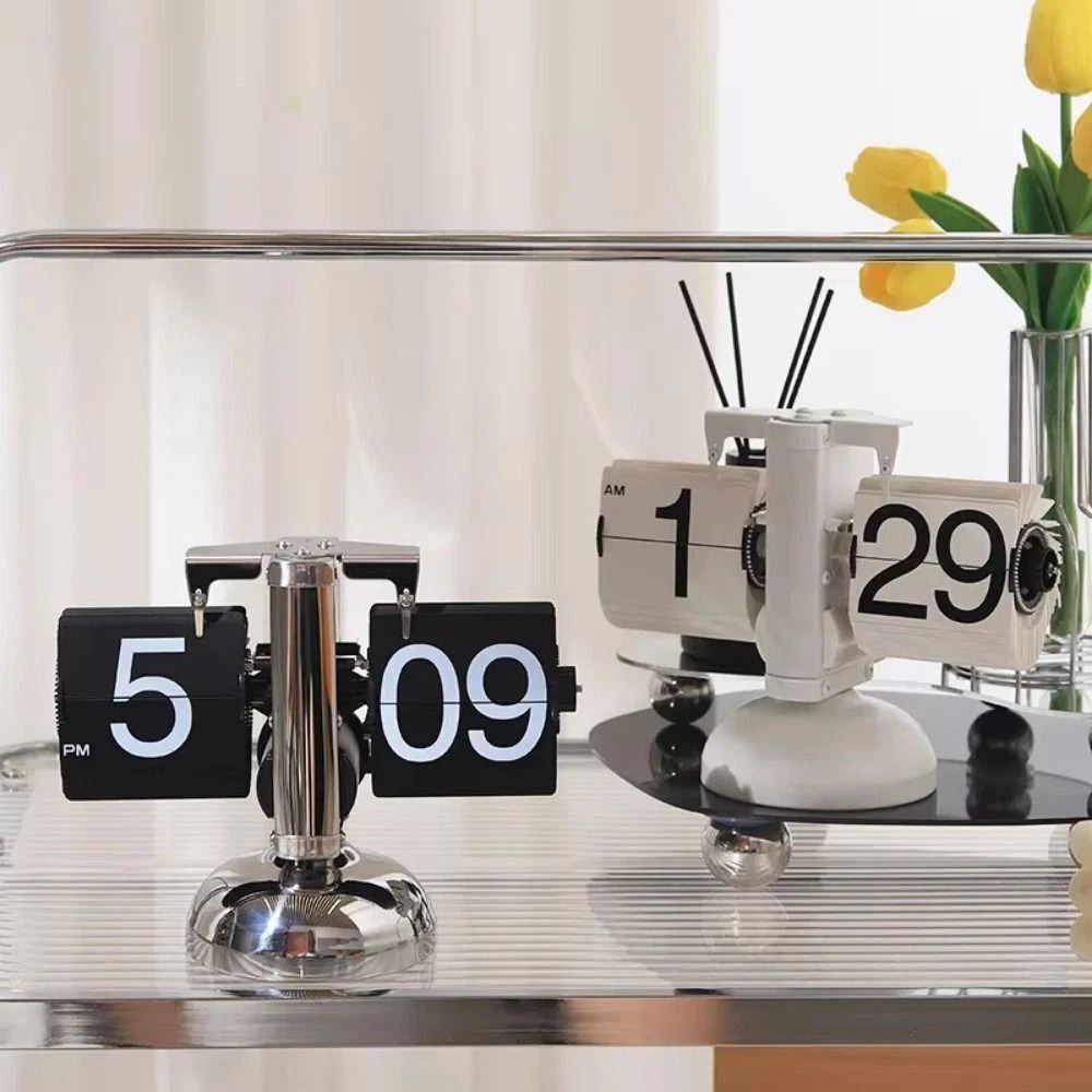 Digital Auto Flip Clock Internal Gear Operated Time Clocks Quartz