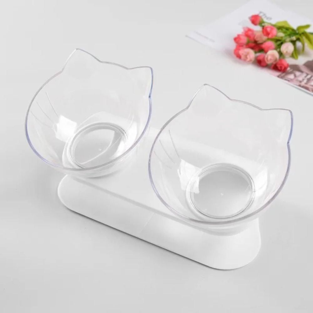 Double Cat Bowl Pet Bowls Stand Dog Food Water Raised Lifted