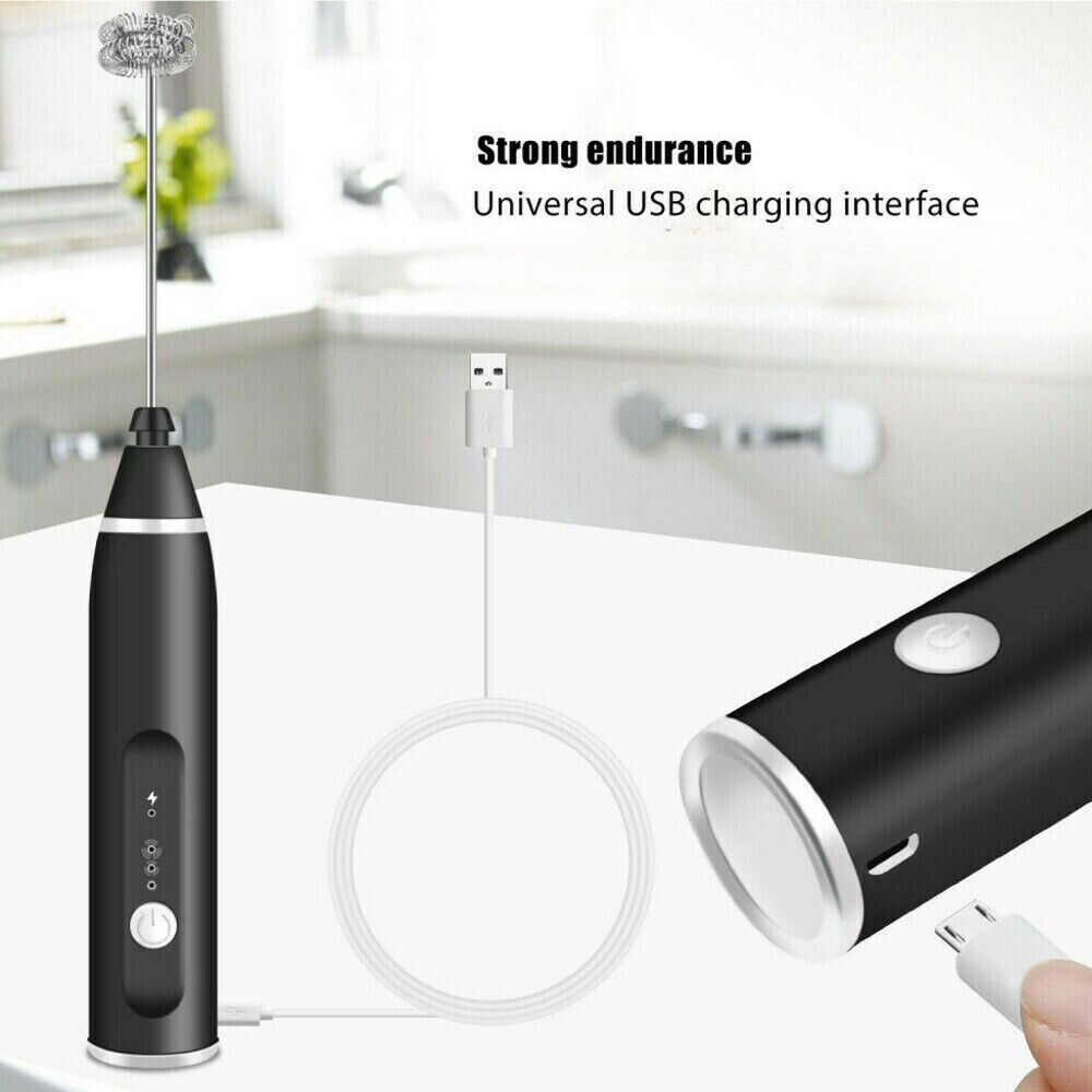 Electric Egg Beater Milk Coffee Frother USB Rechargeable Drink Foamer Mixer Tool