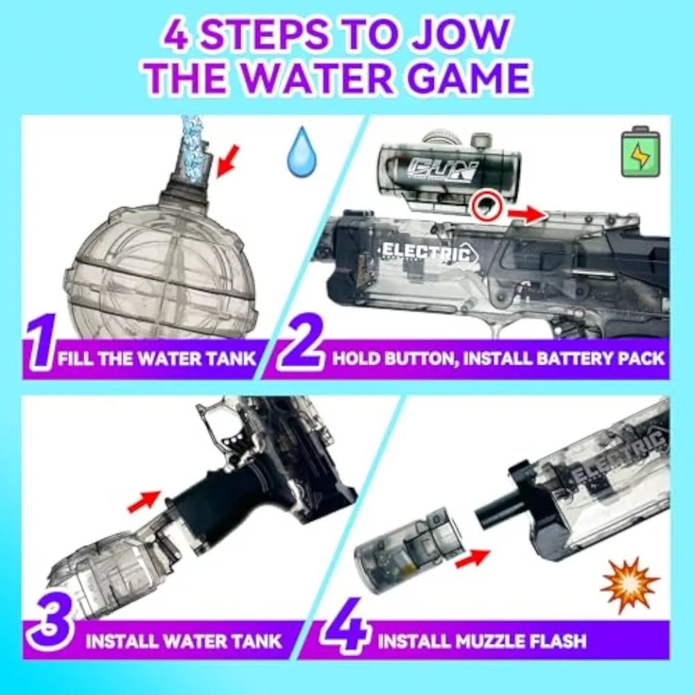 Electric Water Guns Ultimate Battle Blaster with Realistic Gun Muzzle Flame