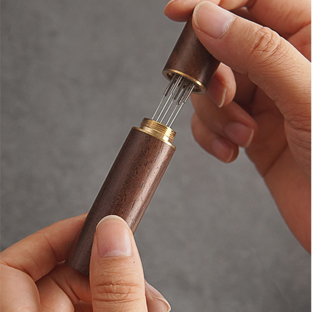 Espresso Coffee Stirrer WDT Tool Needle Distributor Tamper - Stainless Steel & Wood