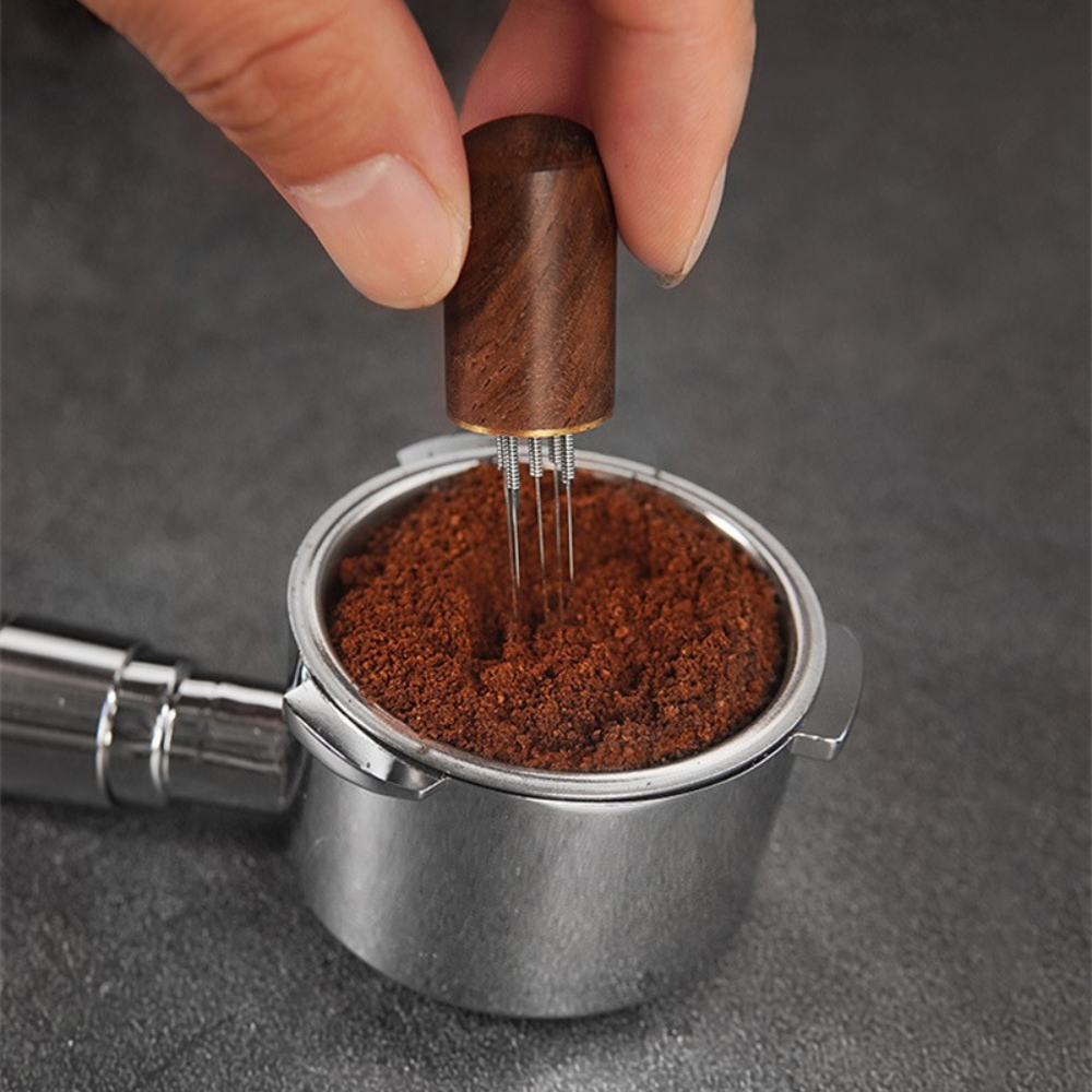 Espresso Coffee Stirrer WDT Tool Needle Distributor Tamper - Stainless Steel & Wood