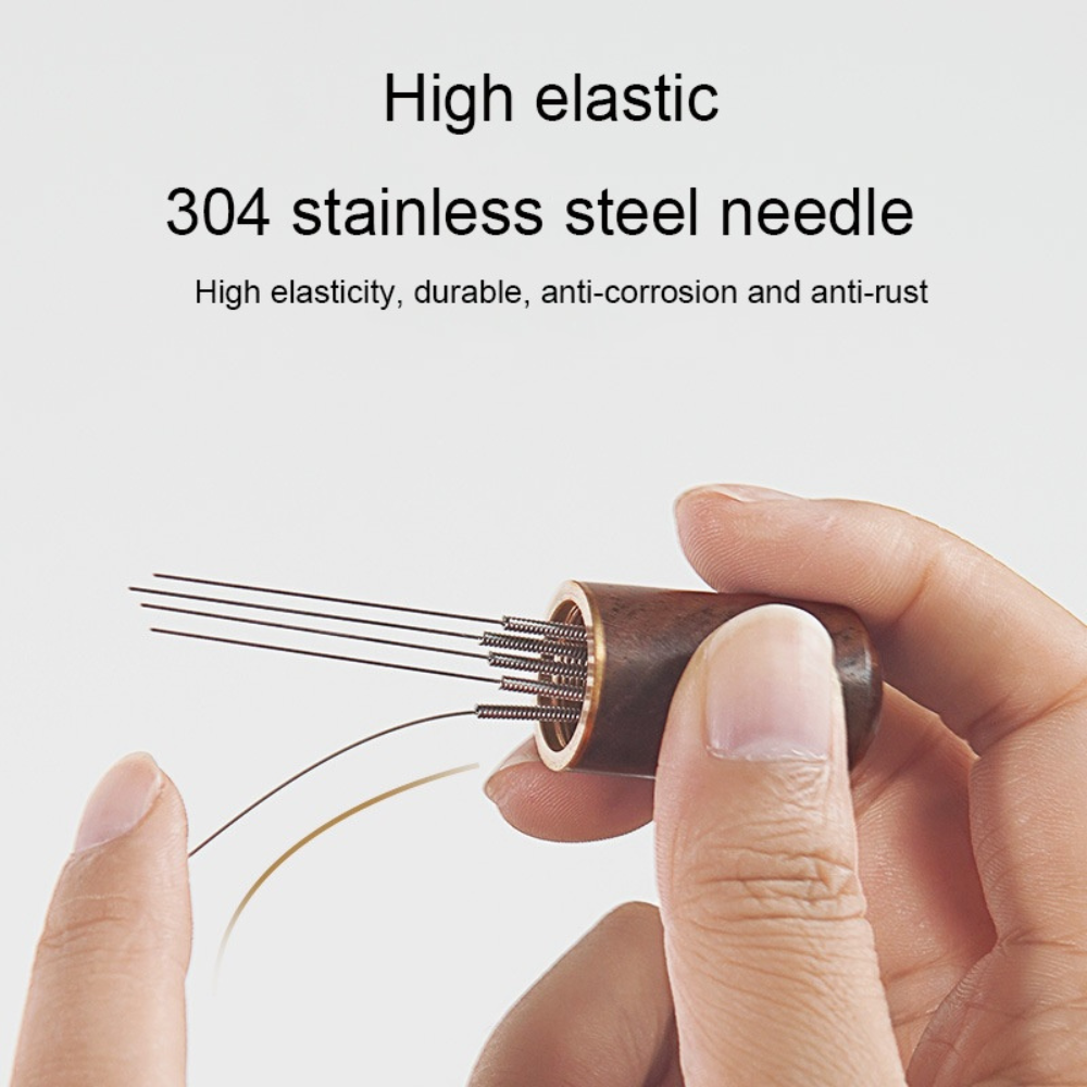 Espresso Coffee Stirrer WDT Tool Needle Distributor Tamper - Stainless Steel & Wood