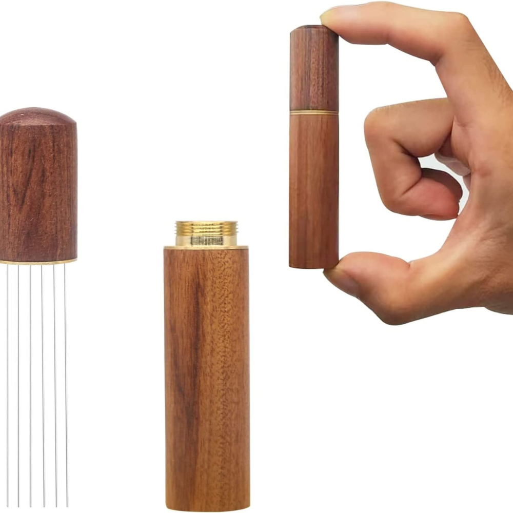 Espresso Coffee Stirrer WDT Tool Needle Distributor Tamper - Stainless Steel & Wood