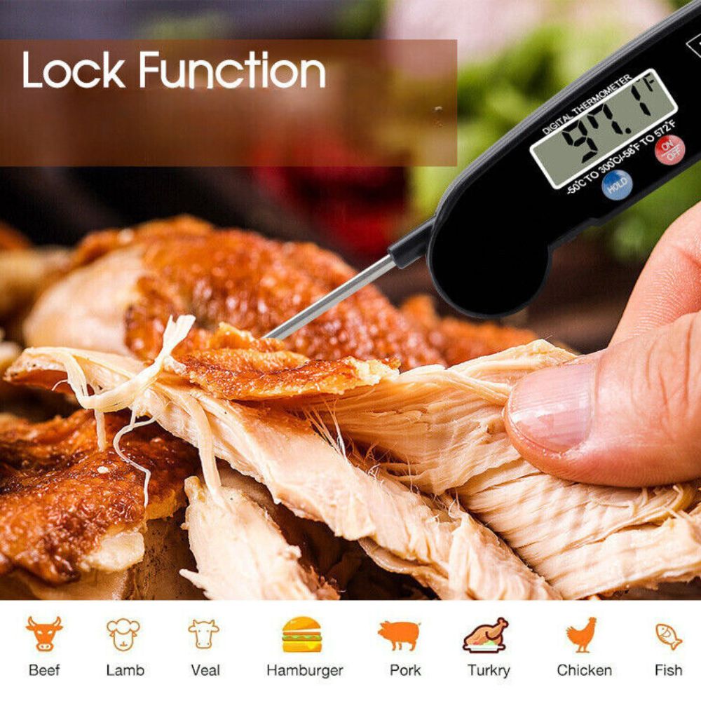 Foldable Digital Cooking Food Thermometer Temperature Probe Kitchen BBQ Meat Jam
