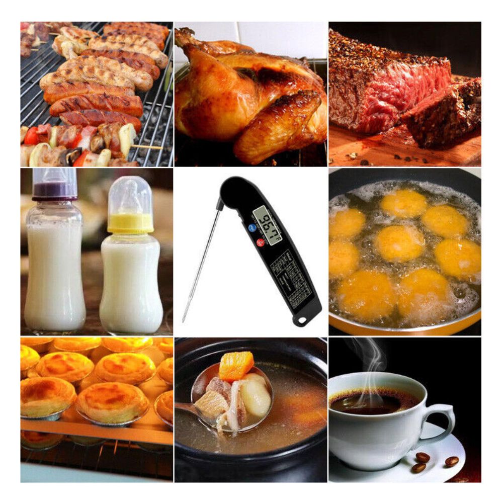 Foldable Digital Cooking Food Thermometer Temperature Probe Kitchen BBQ Meat Jam