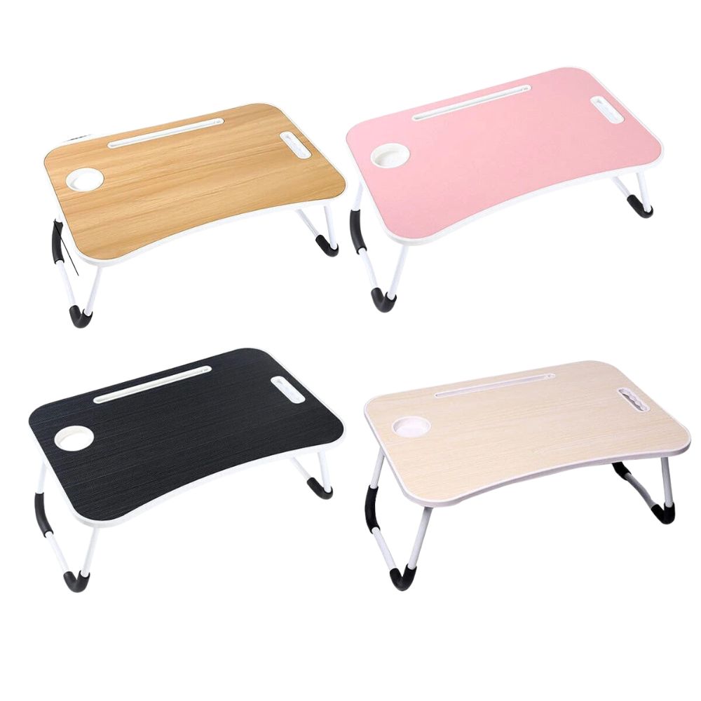 Foldable Laptop Bed Table Lap Standing Desk with Cup Slot for Indoor/Picnic Tray