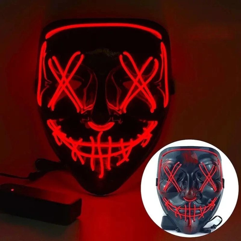 Glowing Halloween Mask LED Light Up Purge Light Costume Luminous EL Wire Scary