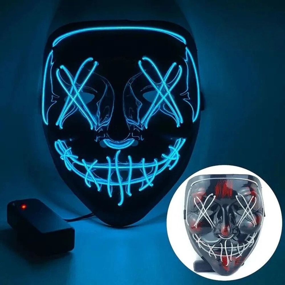 Glowing Halloween Mask LED Light Up Purge Light Costume Luminous EL Wire Scary