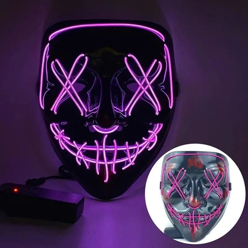 Glowing Halloween Mask LED Light Up Purge Light Costume Luminous EL Wire Scary