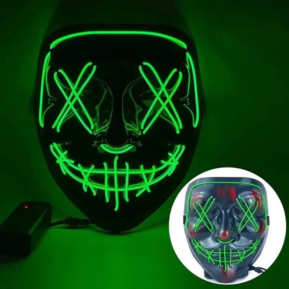 Glowing Halloween Mask LED Light Up Purge Light Costume Luminous EL Wire Scary