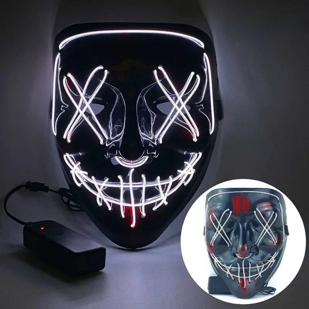Glowing Halloween Mask LED Light Up Purge Light Costume Luminous EL Wire Scary