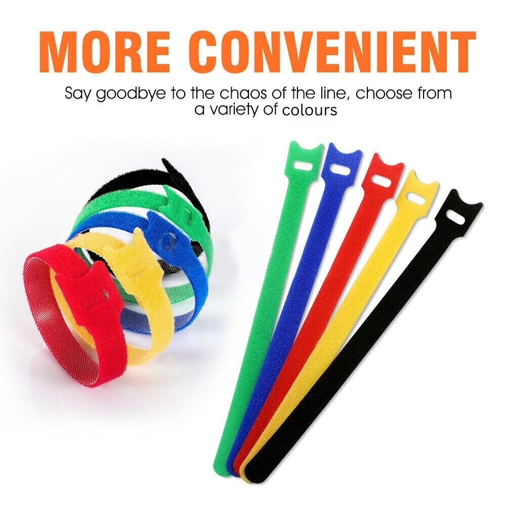 Hook and Loop Cable Ties Reusable Magic Cords Organiser Strap Tidy Grip