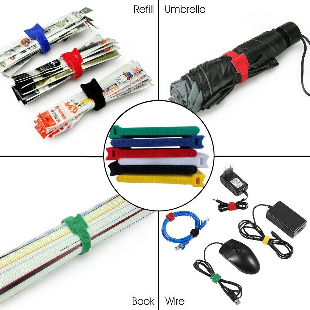 Hook and Loop Cable Ties Reusable Magic Cords Organiser Strap Tidy Grip