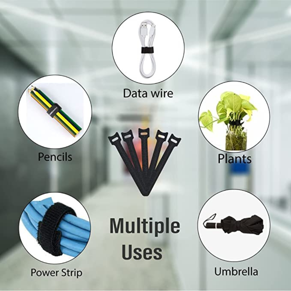 Hook and Loop Cable Ties Reusable Magic Cords Organiser Strap Tidy Grip