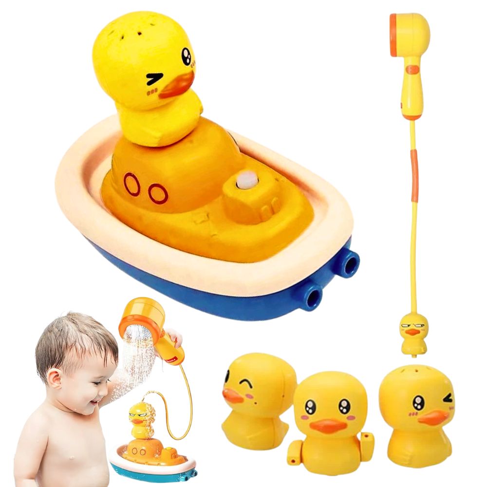 Kids Shower Sprinkler Bath Cute Duck Boat Electric Rotating Water