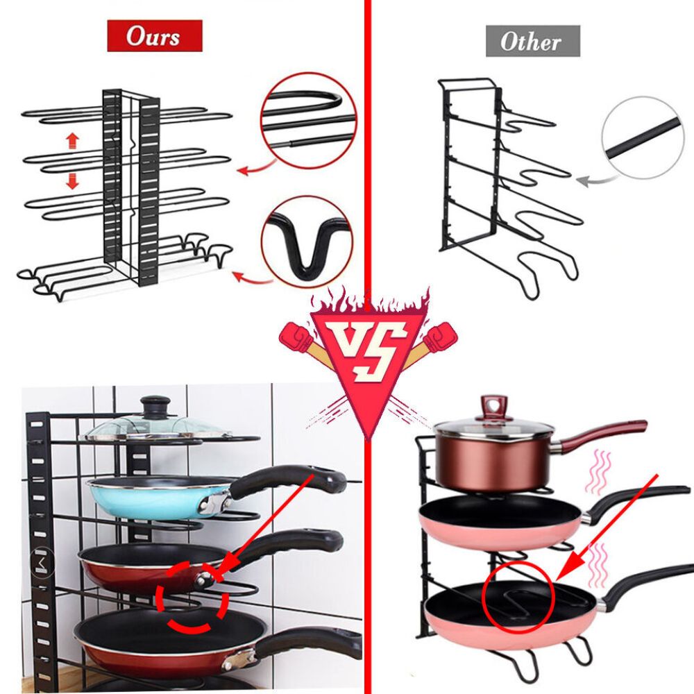 Kitchen Storage Rack Cookware Organiser Pot Lid Frying Pan Pantry Holder Shelves