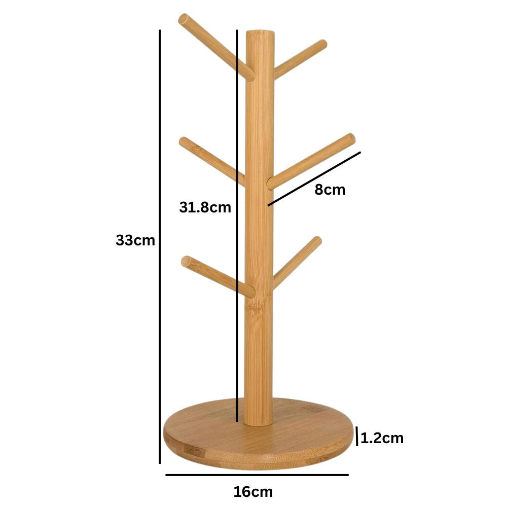 Kitchen Wooden Tree Rack Mug Stand Coffee Tea Cup Holder Storage Rack Hanger Home