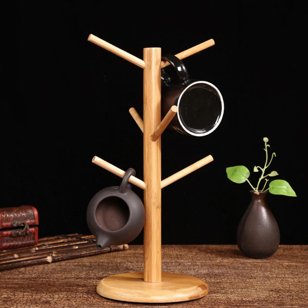 Kitchen Wooden Tree Rack Mug Stand Coffee Tea Cup Holder Storage Rack Hanger Home