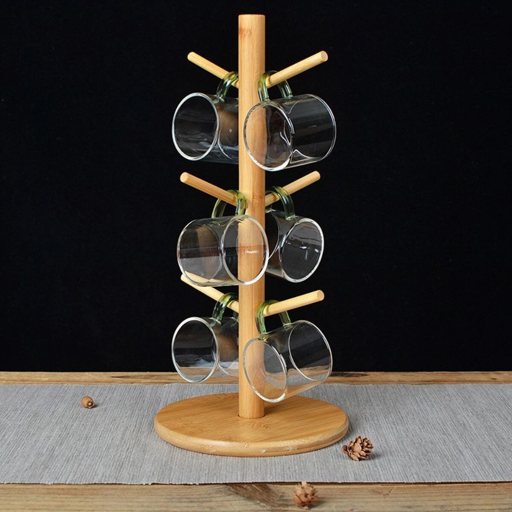 Kitchen Wooden Tree Rack Mug Stand Coffee Tea Cup Holder Storage Rack Hanger Home