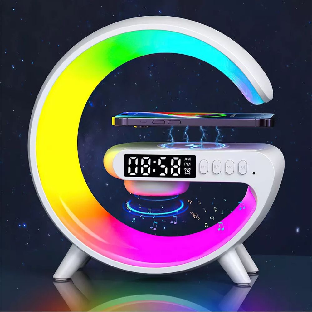 LED Lamp Smart Bluetooth Speaker Wireless Charger Night Light RGB Alarm Clock
