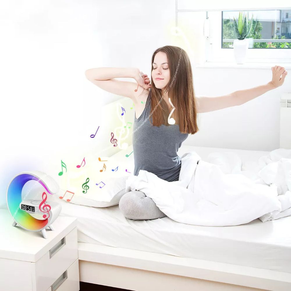 LED Lamp Smart Bluetooth Speaker Wireless Charger Night Light RGB Alarm Clock