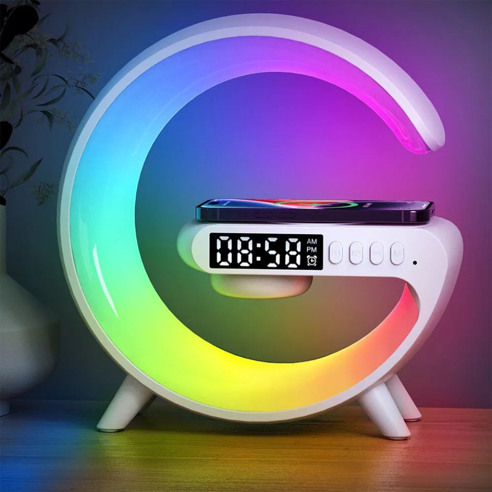 LED Lamp Smart Bluetooth Speaker Wireless Charger Night Light RGB Alarm Clock
