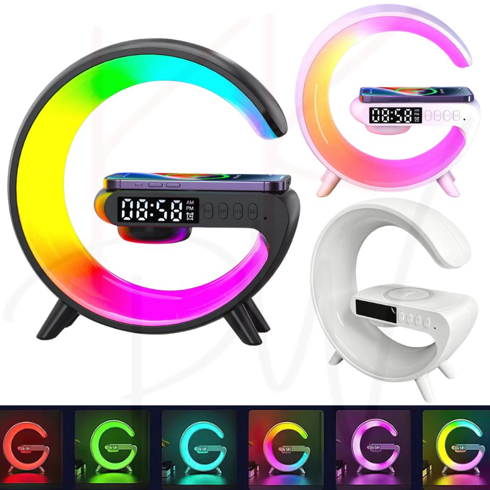 LED Lamp Smart Bluetooth Speaker Wireless Charger Night Light RGB Alarm Clock