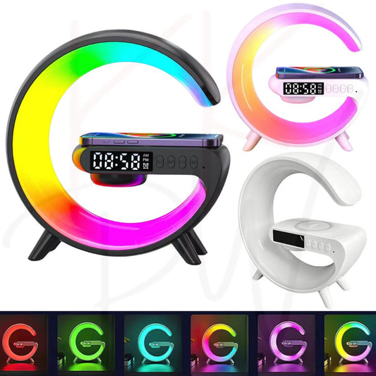 LED Lamp Smart Bluetooth Speaker Wireless Charger Night Light RGB Alarm Clock