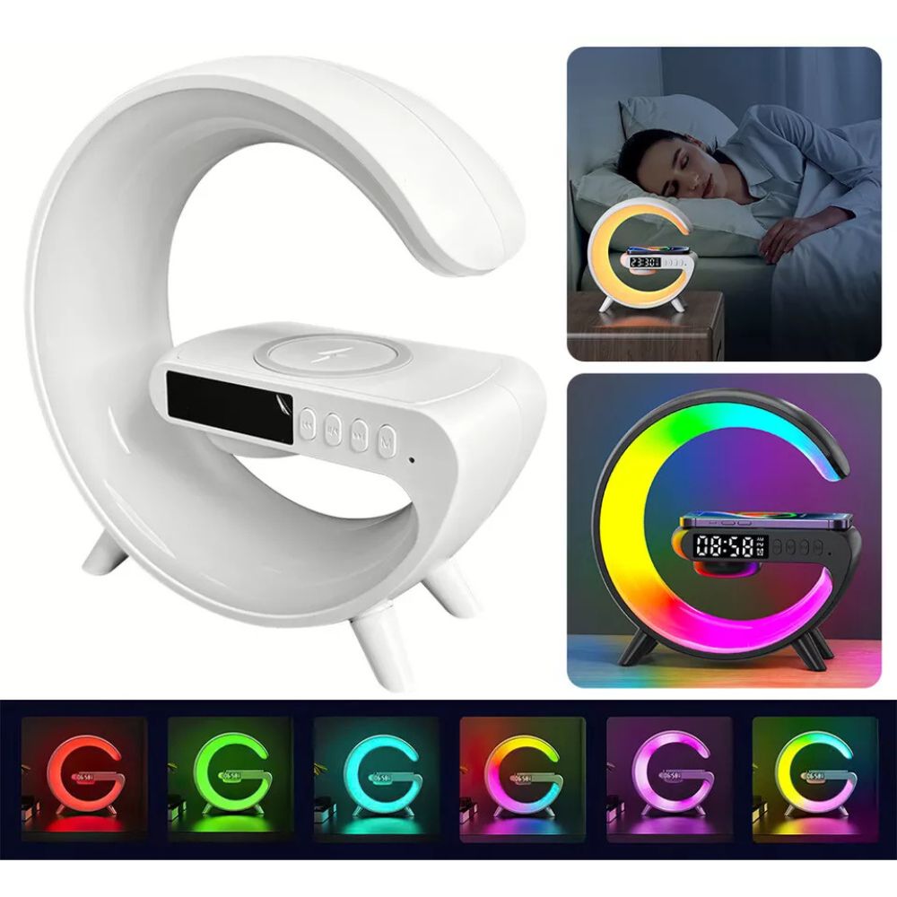 LED Lamp Smart Bluetooth Speaker Wireless Charger Night Light RGB Alarm Clock