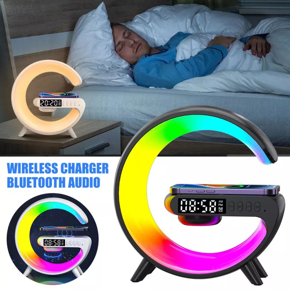 LED Lamp Smart Bluetooth Speaker Wireless Charger Night Light RGB Alarm Clock