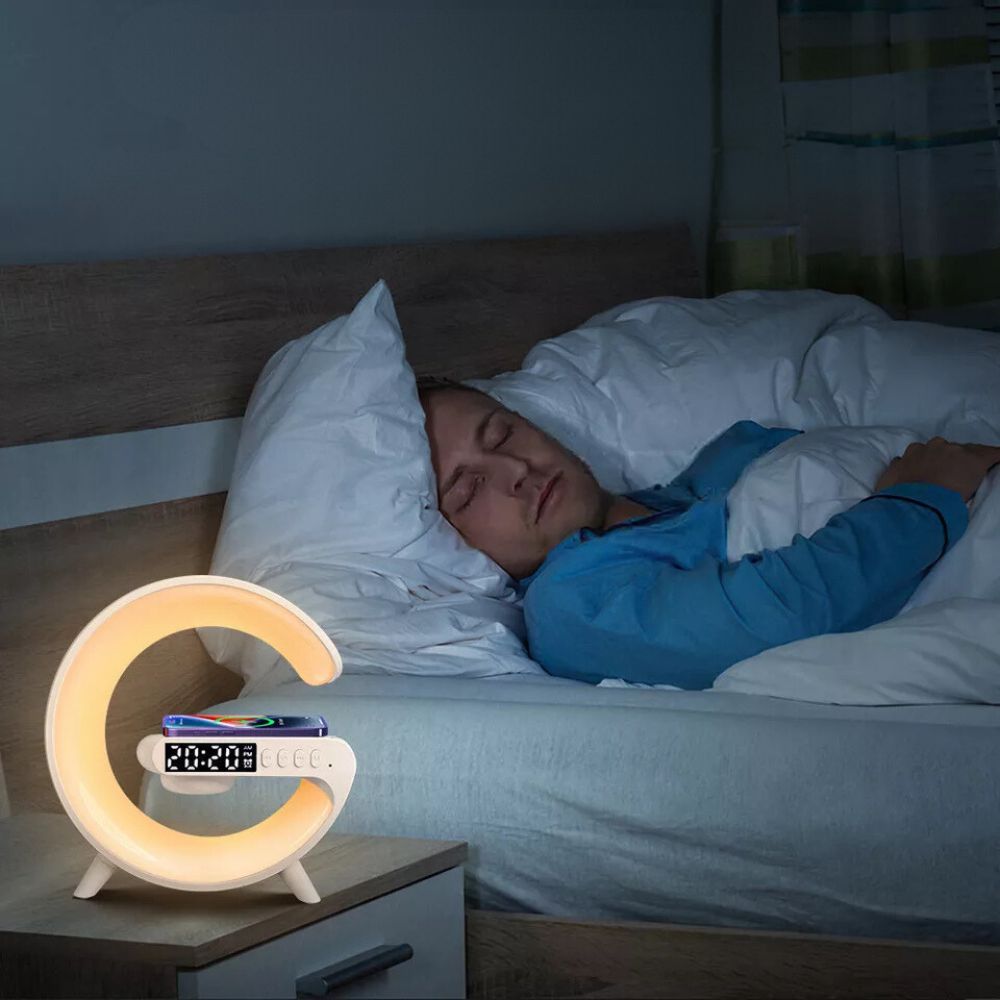 LED Lamp Smart Bluetooth Speaker Wireless Charger Night Light RGB Alarm Clock