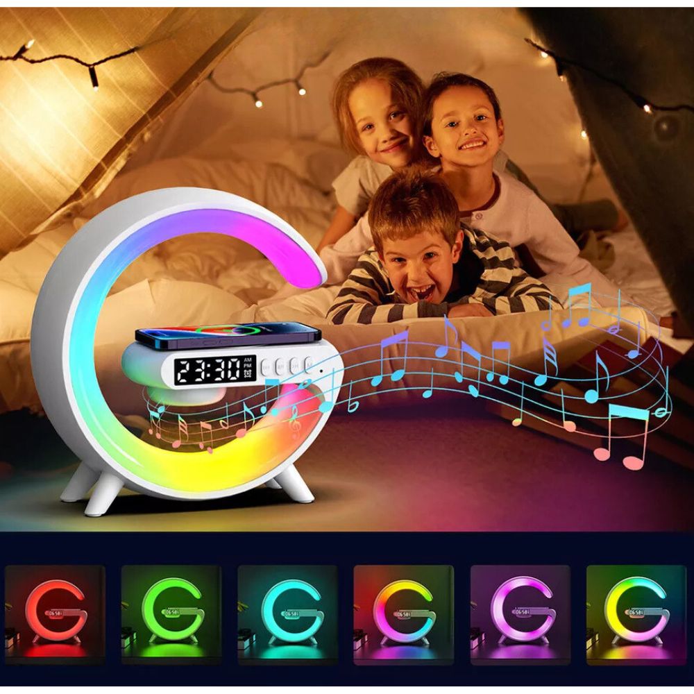 LED Lamp Smart Bluetooth Speaker Wireless Charger Night Light RGB Alarm Clock