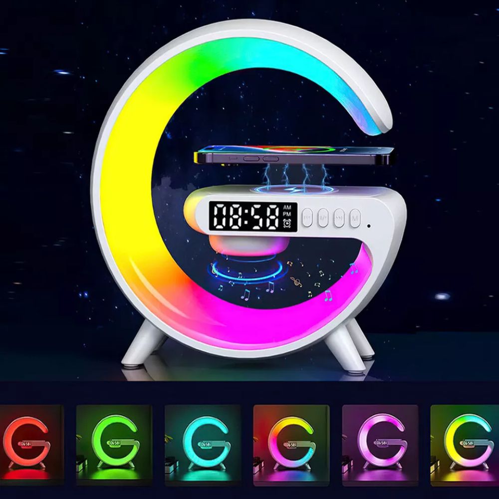 LED Lamp Smart Bluetooth Speaker Wireless Charger Night Light RGB Alarm Clock